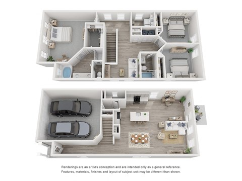 Floor plan for 3 beds, 2.5 baths, 2053 sqft